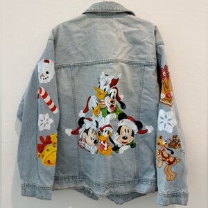 Disney Universal Thread Alexis Designs Custom Jean Jacket Christmas Holiday NWOT